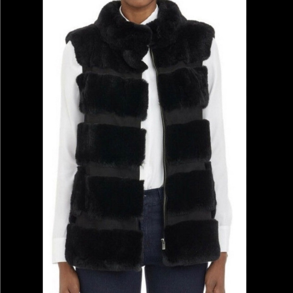 Say What? Black Faux Fur & Suede Vest Jacket/Coat